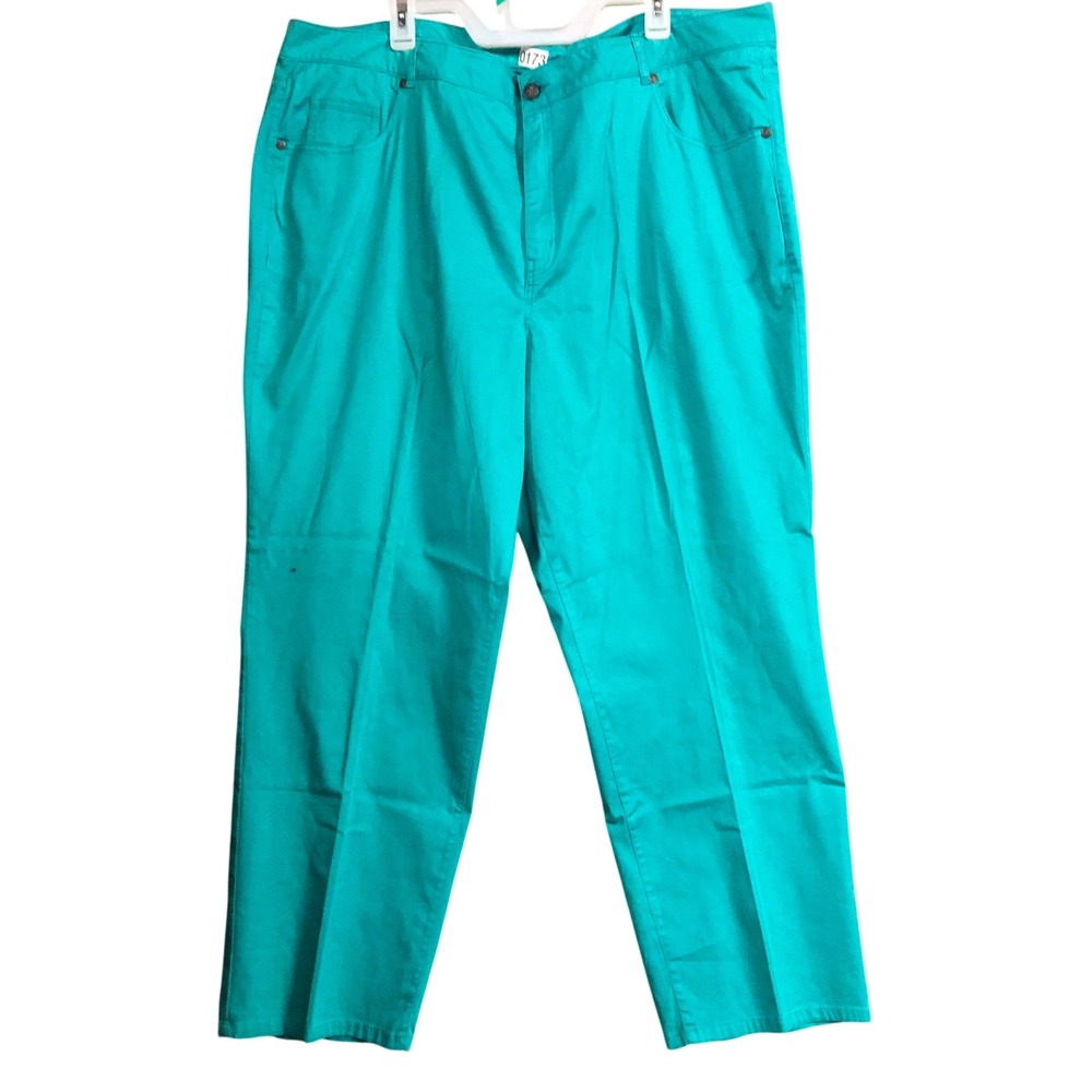 Liz & Me for Catherines Teal Capri Pants Women's Size 26W Cotton Blend Stretch